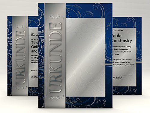 Urkundenpapier "Silber" 50 Blatt | klassisch | für Urkunden Zertifikate | DIN A4 190g/qm | hochwertig | Briefpapier | Kartonpapier | certificate paper | Blanko Urkunde | Anerkennung Papier von dirxbuschinger