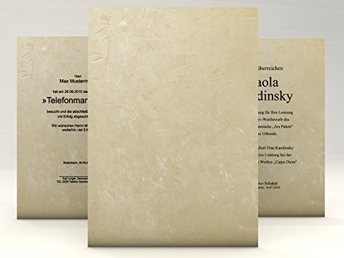 Urkundenpapier "Structure Beige" 50 Blatt | universal | für Urkunden Zertifikate | DIN A4 190g/qm | hochwertig | Briefpapier | Kartonpapier | certificate paper | Blanko Urkunde | Anerkennung Papier von dirxbuschinger