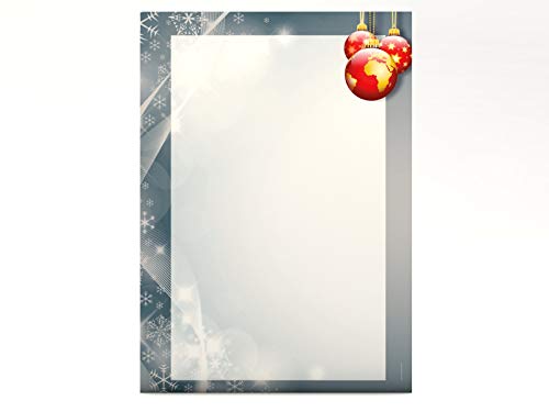 Weihnachtliches Briefpapier Christmas World, A4, 50 Blatt für Weihnachtsbriefe geschäftlich und privat von dirxbuschinger