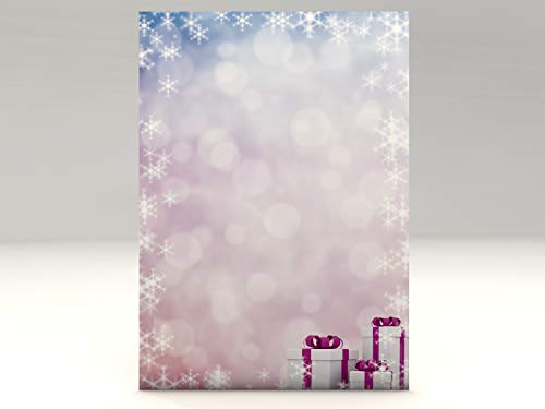 Weihnachtliches Motivpapier Purple Present, A4, 50 Blatt Weihnachts-Briefpapier von dirxbuschinger