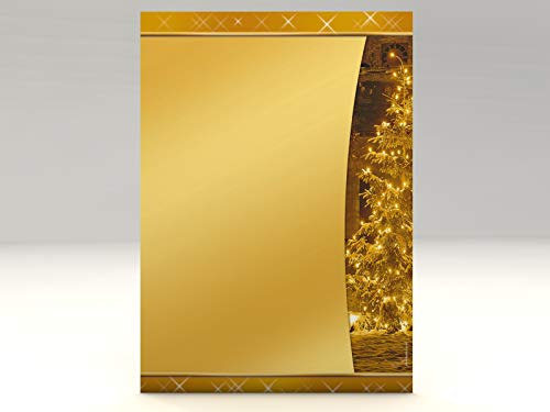 Weihnachts-Briefpapier Set Leuchtender Tannenbaum, 50 Blatt Motivpapier A4 und 50 FENSTER-Briefumschläge von paperandpicture.de