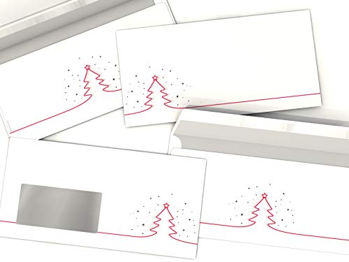 Weihnachts-Briefumschläge MIT FENSTER Rotes Tannenbäumchen, 10er-Set, DIN-Lang, passend zum Motivpapier Rotes Tannenbäumchen von paperandpicture.de