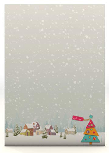 Weihnachtsbriefpapier Buntes Tannenbäumchen,100 Blatt DIN A4 von paperandpicture.de