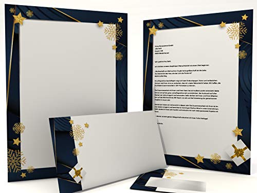 Weihnachtsbriefpapier Set | Christmas Elegance | 100 Blatt Motivpapier A4 | 100 Briefumschläge OHNE FENSTER im DIN LANG-Format von paperandpicture.de
