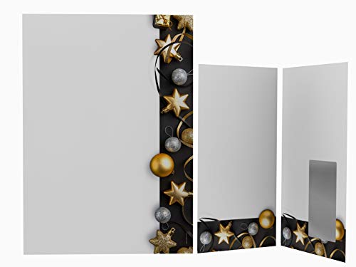 Weihnachtsbriefpapier Set | Excelsior | 100 Blatt weihnachtliches Motivpapier A4 | 100 Briefumschläge MIT Sichtfenster links im DIN LANG-Format von paperandpicture.de