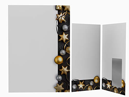 Weihnachtsbriefpapier Set | Excelsior | 20 Blatt weihnachtliches Motivpapier A4 | 20 Briefumschläge MIT Sichtfenster links im DIN LANG-Format von paperandpicture.de