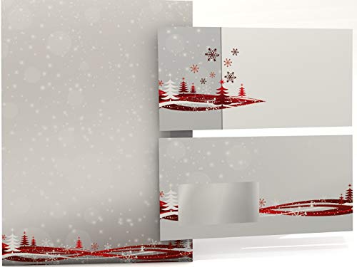 Weihnachtsbriefpapier Set | Fest der Liebe | 100 Blatt Motivpapier A4 | 100 Briefumschläge MIT FENSTER im DIN LANG-Format | Briefpapier Set von paperandpicture.de