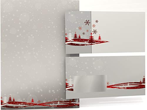 Weihnachtsbriefpapier Set | Fest der Liebe | 50 Blatt Motivpapier A4 | 50 FENSTER-Briefumschläge | Kuvert im DIN LANG-Format | Briefpapier Set von paperandpicture.de