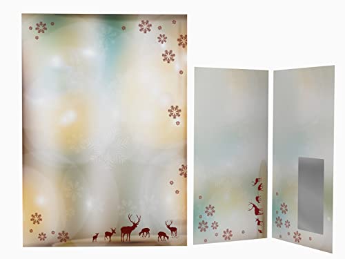 Weihnachtsbriefpapier Set | Rentiere | 50 Blatt Motivpapier A4 | 50 Briefumschläge | Kuvert im DIN LANG-Format | Briefpapier Set von dirxbuschinger
