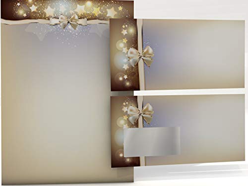 Weihnachtsbriefpapier Set | Sternen Nebel | 100 Blatt Motivpapier A4 | 100 Briefumschläge | Kuvert im DIN LANG-Format | Briefpapier Set von paperandpicture.de