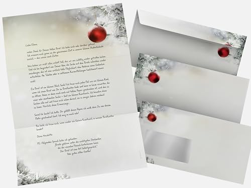 Weihnachtsbriefpapier mit Umschlag 100-tlg. | Stille Nacht | 50 Blatt Briefpapier DIN A4 + 50 FENSTER-Kuverts DIN LANG| Briefpapier Set von dirxbuschinger