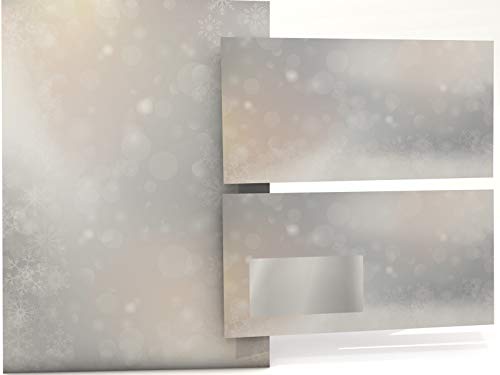 Weihnachtsbriefpapier Set | Tanzende Flocken | 100 Blatt Motivpapier A4 | 100 Briefumschläge | Kuvert im DIN LANG-Format | Briefpapier Set von dirxbuschinger