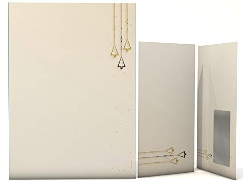 Weihnachtsbriefpapier Set | Weihnachtsschmuck | 100 Blatt weihnachtliches Motivpapier A4 | 100 Briefumschläge MIT Sichtfenster links im DIN LANG-Format von paperandpicture.de