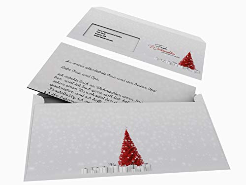 Weihnachtsbriefpapier Set | Weihnachtstraum | 100 Blatt weihnachtliches Motivpapier A4 | 100 Briefumschläge OHNE FENSTER im DIN LANG-Format von paperandpicture.de