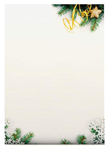 Weihnachtsbriefpapier | Tannenzweige | 20 Blatt weihnachtliches Motivpapier DIN A4 | Briefpapier von dirxbuschinger