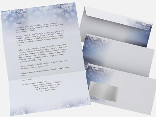 Weihnachtsbriefpapier mit Umschlag 100-tlg | Wintertraum | 50 Blatt Motivpapier A4 + 50 Briefumschläge DIN LANG | weihnachtliches Briefpapier-Set von dirxbuschinger