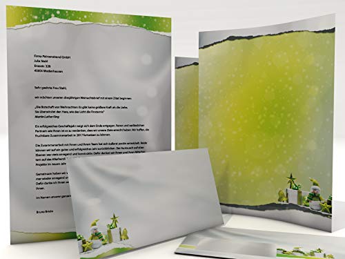 Weihnachtsbriefpapier und Umschläge SÜSSER SCHNEEMANN 100 Blatt BEIDSEITIG bedruckt + 100 Kuverts von dirxbuschinger