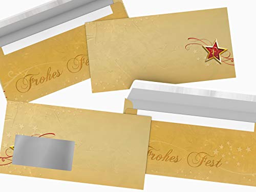 Weihnachtsbriefumschläge | Frohes Fest | 10 Umschläge | weihnachtliches Motiv | Kuvert DIN LANG von paperandpicture.de