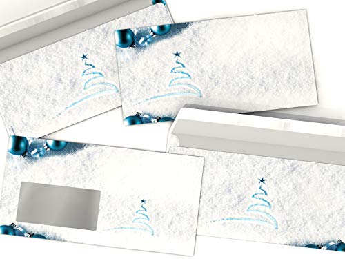 Weihnachtsbriefumschlag | Spuren im Schnee | 10 Umschläge MIT FENSTER | weihnachtliches Motiv | Briefumschlag DIN LANG von dirxbuschinger