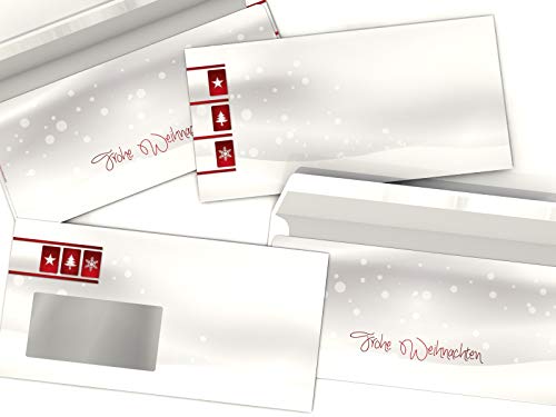 Weihnachtsbriefumschlag | Weiße Weihnacht | 10 Umschläge MIT FENSTER | weihnachtliches Motiv | Briefumschlag DIN LANG von paperandpicture.de