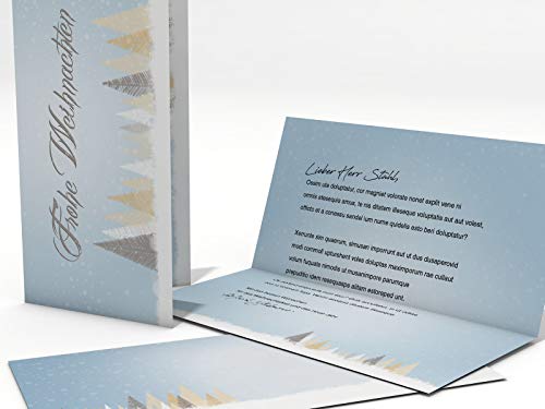 Weihnachtskarten Set | Winterlicher Märchenwald | 10 Motivpapier DIN LANG | 10 Briefumschläge | Kuvert im DIN LANG-Format | Karten Set von dirxbuschinger