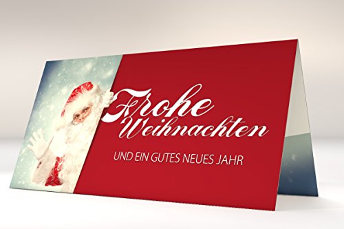 Weihnachtskarten | Weihnachtsmann | 100 weihnachtliche Karten DIN LANG | Grußkarte von paperandpicture.de