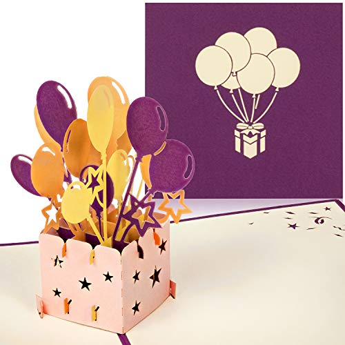 papercrush® Pop-Up 3D Geburtstagskarte (Lila) - Perfekt als Geldgeschenk zum Geburtstag, Besondere Geburtstagskarte für Mädchen und Jungen - Handgemachte 3D Geldgeschenkkarte inkl. Umschlag von papercrush
