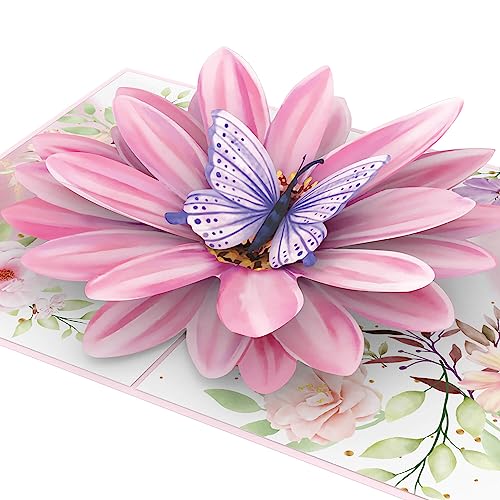 papercrush® Pop-Up Blumenkarte mit Schmetterling - 3D Geburtstagskarte für Frauen, Freundin & Mama, Glückwunschkarte für Gute Besserung, Dankeschön, Aufmunterung, Viel Glück oder Geburt eines Mädchens von papercrush