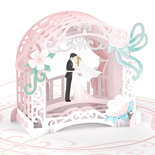 papercrush® Pop-Up Hochzeitskarte Brautpaar (Rosa) - Besondere 3D-Karte zur Hochzeit, Glückwunschkarte zur Trauung - Handgemachtes Hochzeitsbillet inkl. Umschlag von papercrush