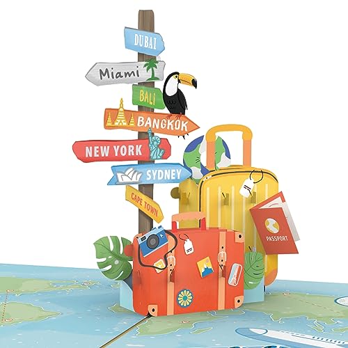 papercrush® Pop-Up Karte „Gute Reise“ (Welt Edition) - 3D Gutscheinkarte, Geldgeschenk für Urlaub in Bangkok, New York und Dubai, Besonderer Reisegutschein für Bali, Kapstadt und Sydney von papercrush