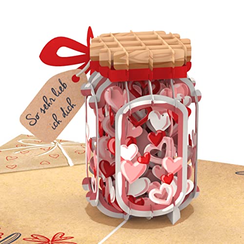 papercrush® Pop-Up Karte „So sehr lieb ich dich“ - 3D Liebeskarte für Frauen & Männer (Geburtstagskarte, Jahrestag, Hochzeitstag, Muttertag) - Glückwunschkarte als Liebeserklärung für Herzensmensch von papercrush