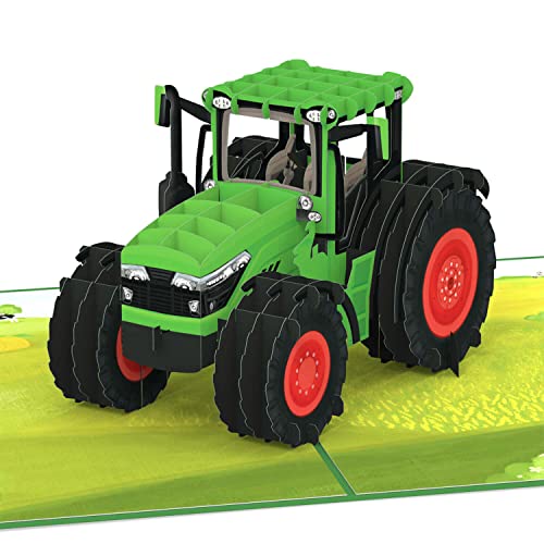 papercrush® Pop-Up Karte „Traktor“ [NEU!] - 3D Geburtstagskarte mit Trecker auf Bauernhof, lustige Glückwunschkarte für Kinder (Jungen & Mädchen), Männer und Bauern - Geschenk zum Kindergeburtstag von papercrush