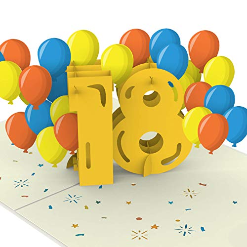 papercrush® Pop-Up Karte 18. Geburtstag - Handgemachte 3D Geburtstagskarte zur Volljährigkeit für Mädchen und Jungen (18 Jahre) - Besondere Glückwunschkarte inkl. Umschlag von papercrush