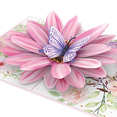 papercrush® Pop-Up Karte Blume mit Schmetterling [NEU!] - 3D Geburtstagskarte für Frau, Freundin & Mutter - Popup Glückwunschkarte für Geburtstag, Muttertag, Gute Besserung, Danke, Aufmunterung von papercrush