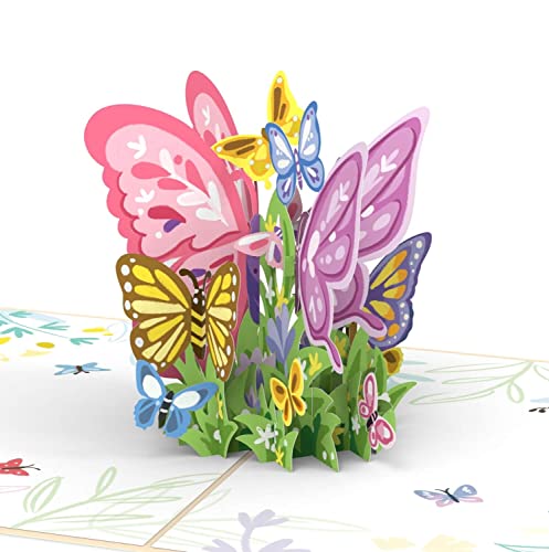 papercrush® Pop-Up Karte Bunte Schmetterlinge [NEU!] - 3D Geburtstagskarte für Frauen, Freundin, Mama oder Oma - Handgemachte Geschenkkarte zum Geburtstag, Muttertag, als Dankeschön & Gute Besserung von papercrush