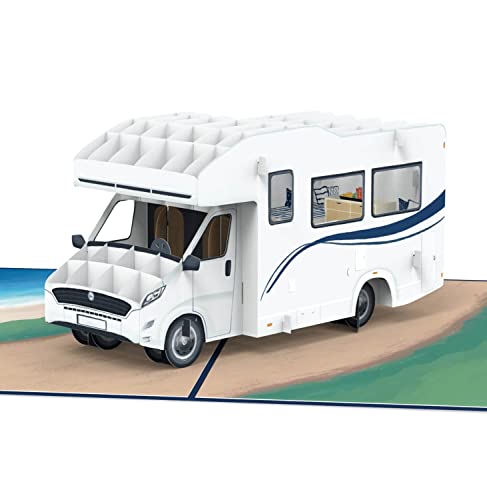 papercrush® Pop-Up Karte Camping mit Wohnmobil [NEU!] - 3D Geburtstagskarte oder Geldgeschenk für Camper, Lustiges Camping Geschenk für Frauen und Männer, Gutschein für Campingplatz oder Reise von papercrush