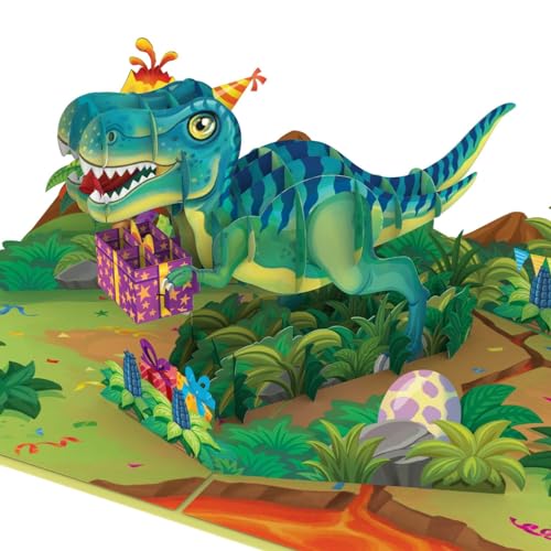 papercrush® Pop-Up Karte Dinosaurier [NEU!] - Lustige 3D Geburtstagskarte für Kinder, Glückwunschkarte zum Kindergeburtstag von Jungen & Mädchen, Mitgebsel für Dino Mottoparty von papercrush