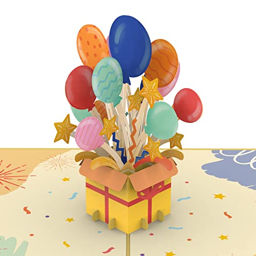 papercrush® Pop-Up Karte Geburtstag mit Geschenk & Luftballons - Lustige 3D Geburtstagskarte für Kinder, Frauen und Männer - Handgemachte Glückwunschkarte zum Kindergeburtstag für Mädchen und Jungen von papercrush
