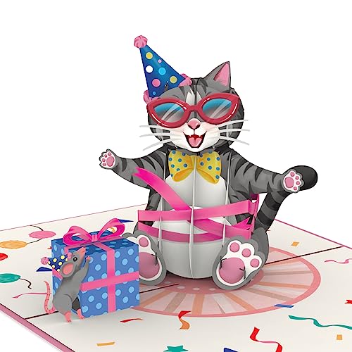 papercrush® Pop-Up Karte Geburtstagskatze [NEU!] - Lustige 3D Geburtstagskarte mit Katze für Frau, Freundin & Mädchen - Besondere Glückwunschkarte zum Geburtstag von Katzenliebhaber von papercrush