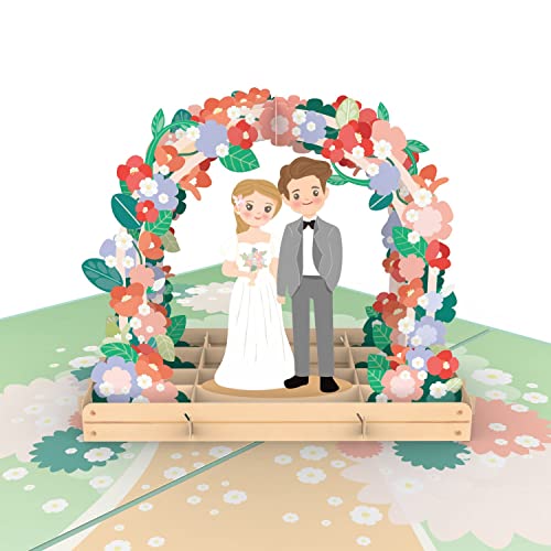 papercrush® Pop-Up Karte Hochzeit Brautpaar - Lustige 3D Hochzeitskarte mit Blumen, Geschenkkarte als Glückwunsch und Geldgeschenk zur Hochzeit - Handgemachte Glückwunschkarte zum Standesamt von papercrush
