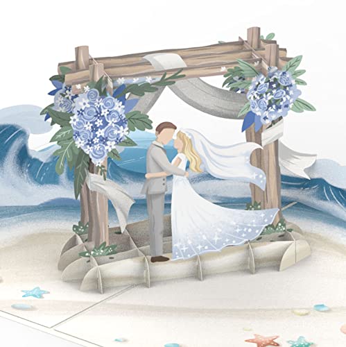 papercrush® Pop-Up Karte Hochzeit am Strand - 3D Hochzeitskarte mit Brautpaar für Strandhochzeit, Geldgeschenk für Flitterwochen oder Hochzeitsreise, romantische Glückwunschkarte zur Trauung von papercrush
