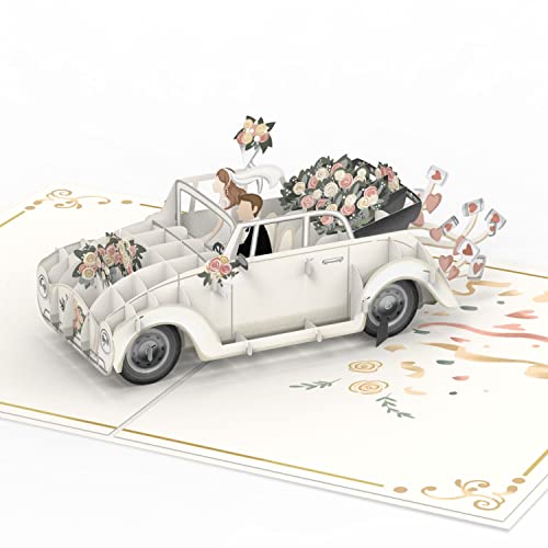 papercrush® Pop-Up Karte Hochzeitsauto - 3D Hochzeitskarte mit Auto „just married“, edle Glückwunschkarte zur Hochzeit & Trauung, Geldgeschenk für Hochzeitsreise & Flitterwochen von Brautpaar von papercrush