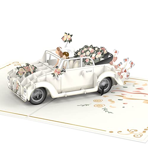 papercrush® Pop-Up Karte Hochzeitsauto Frau & Frau [NEU!] - 3D Hochzeitskarte für lesbisches Paar, Edle Glückwunschkarte zur Hochzeit von 2 Frauen, Hochzeitsgeschenk oder Geldgeschenk für Frauenpaar von papercrush