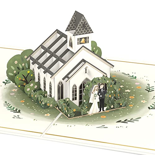 papercrush® Pop-Up Karte Hochzeitskapelle - 3D Hochzeitskarte mit Brautpaar & Kirche, edle und ausgefallene Glückwunschkarte zur Hochzeit & kirchlichen Trauung, Geldgeschenk zur Hochzeitsreise von papercrush