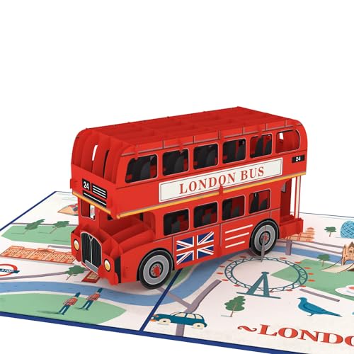 papercrush® Pop-Up Karte London Bus [NEU!] - 3D Gutscheinkarte für London Reise - Gutschein für Städtetrip oder Urlaub in England - Hotelgutschein zum Geburtstag - Geburtstagskarte für Geldgeschenk von papercrush