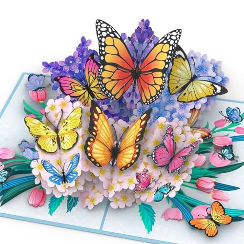 papercrush® Pop-Up Karte Schmetterlinge auf Blumen - 3D Geburtstagskarte für Frau, Freundin & Mama (Gute Besserung, Geldgeschenk, Hochzeit, Jahrestag) - Besondere Glückwunschkarte zur Geburt von papercrush
