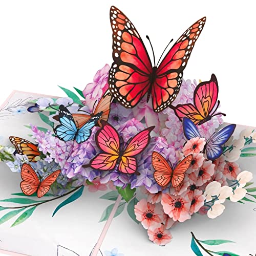 papercrush® Pop-Up Karte Muttertag „Schmetterlinge auf Blumen” - 3D Muttertagskarte, Geburtstagskarte für Frau, Freundin & Mutter (Gute Besserung, Geldgeschenk) - Popup Glückwunschkarte zum Geburtstag von papercrush