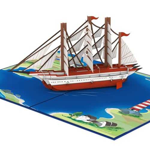 papercrush® Pop-Up Karte Segelschiff [NEU!] – 3D Geburtstagskarte & Glückwunschkarte für Segler – Geschenkkarte für Urlaub an Nordsee & Ostsee Strand – Geldgeschenk oder Gutschein zum Segeln am Meer von papercrush