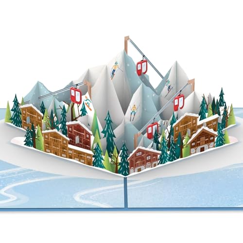 papercrush® Pop-Up Karte Skipiste [NEU!] - Gutscheinkarte für Skifahren oder Skikurs, Gutschein für Skipass & Skiurlaub, Handgemachte Ski Geschenkkarte für Weihnachten, Winter Geburtstagskarte von papercrush