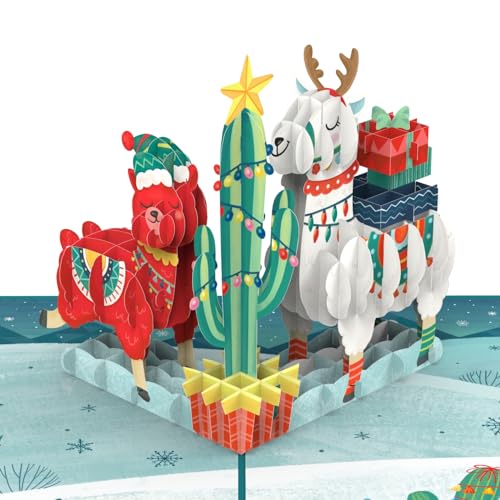 papercrush® Pop-Up Karte Weihnachten „Weihnachtslamas“ [NEU!] - Lustige 3D Weihnachtskarte für Kinder, Frauen und Männer, Weihnachtliche Geburtstagskarte für Mädchen, Jungen, Freundin und Freund von papercrush